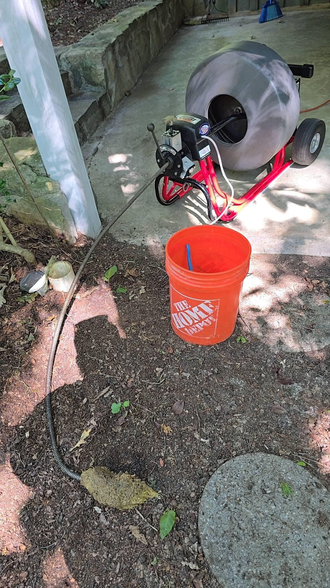 Cabling a blocked drain line